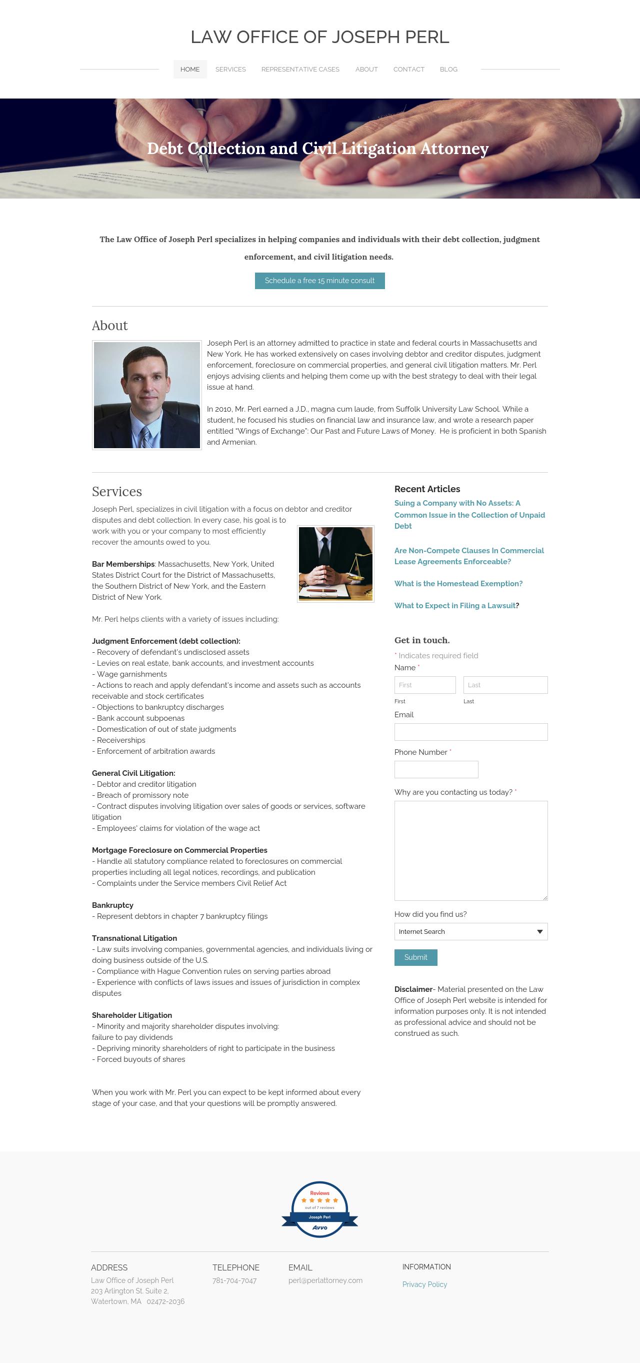 Joseph Perl, Esq. - Wilmington MA Lawyers