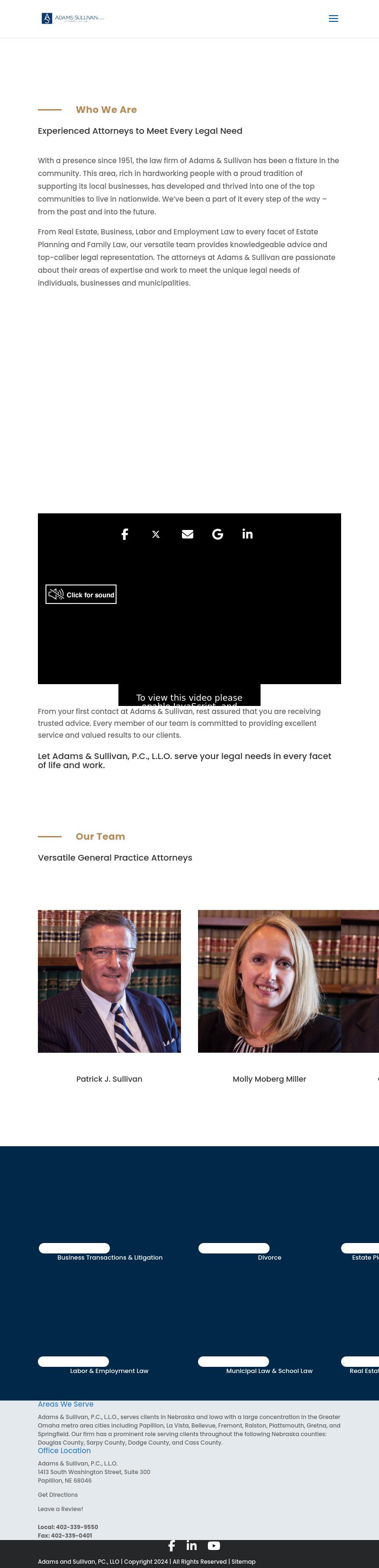 Adams & Sullivan, P.C., L.L.O. - Papillion NE Lawyers